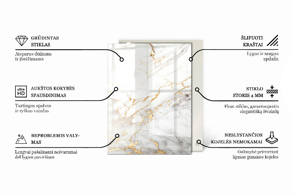 Tampo de vidro decorativo com impressão Motivo elegante em madeira