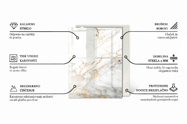 Tampo de vidro decorativo com impressão Motivo elegante em madeira