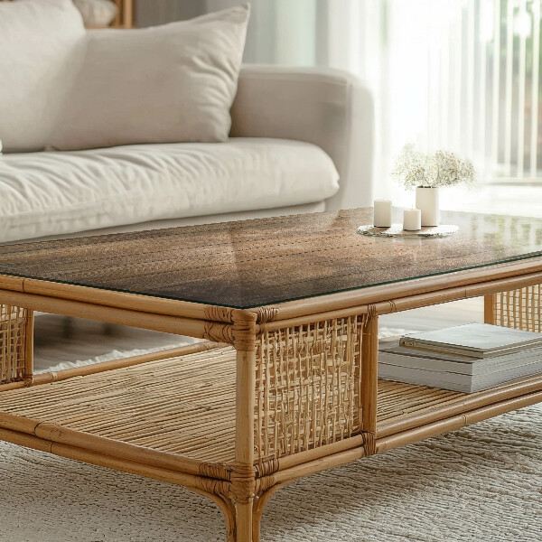 Tampo de vidro retangular Padrão de painéis de madeira