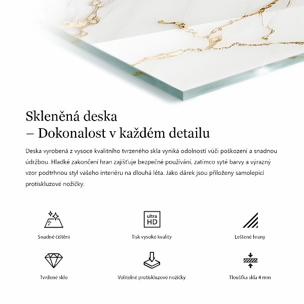 Tampo de vidro decorativo com impressão Branco liso