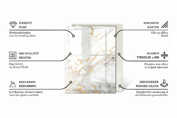 Tampo de vidro decorativo com impressão Branco liso