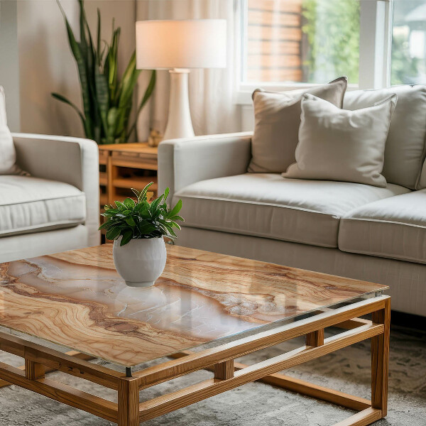 Tampo de vidro decorativo com impressão Padrão natural em madeira e resina