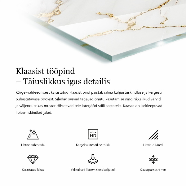 Tampo de vidro decorativo com impressão Padrão natural em madeira e resina