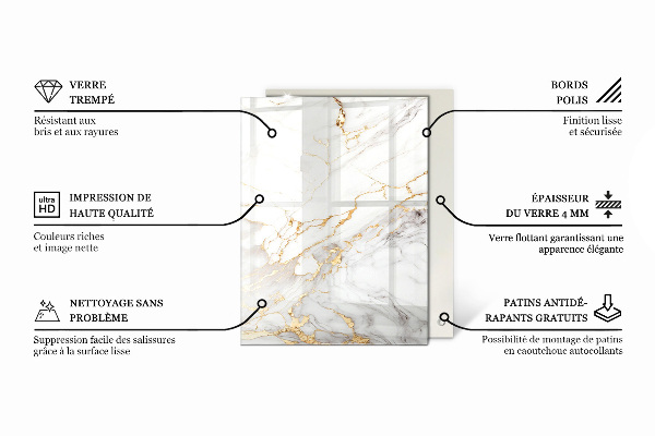 Tampo de vidro decorativo com impressão Padrão natural em madeira e resina