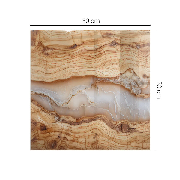 Tampo de vidro decorativo com impressão Padrão natural em madeira e resina