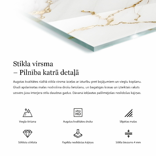 Tampo de vidro decorativo com impressão Padrão natural em madeira e resina