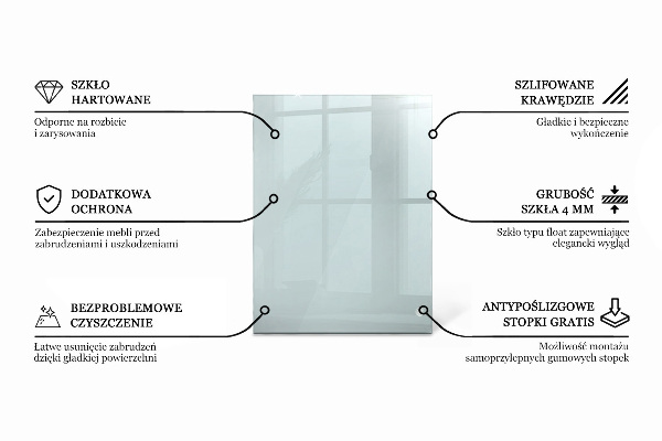 Tampo de vidro retangular transparente