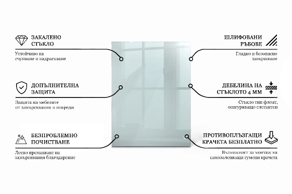 Tampo de vidro retangular transparente
