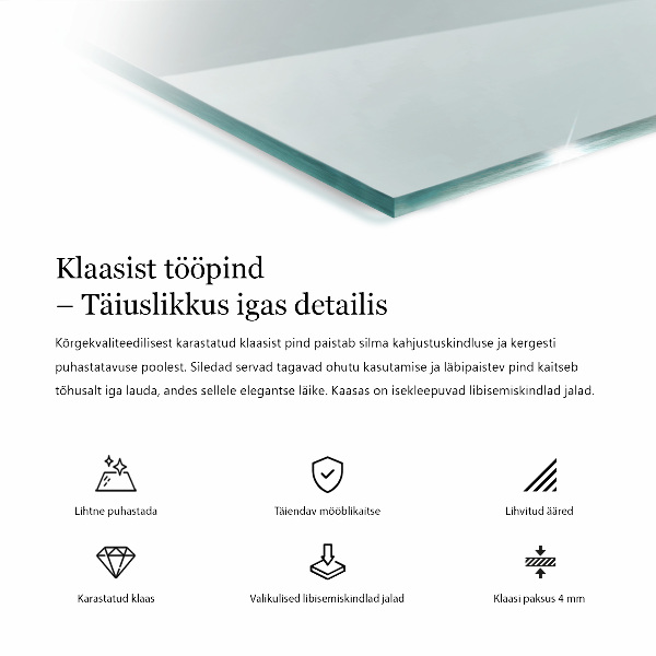 Tampo de vidro retangular transparente