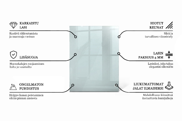 Tampo de vidro retangular transparente