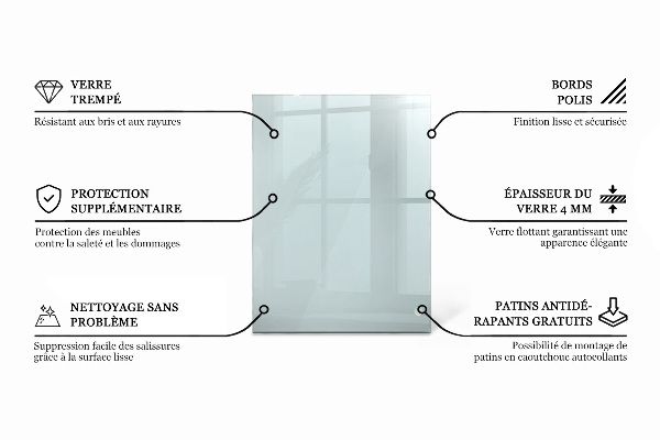 Tampo de vidro retangular transparente