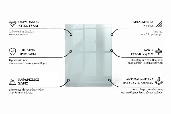 Tampo de vidro retangular transparente
