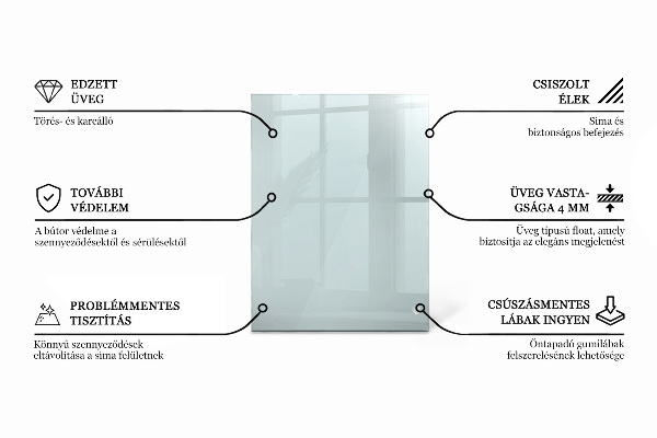 Tampo de vidro retangular transparente