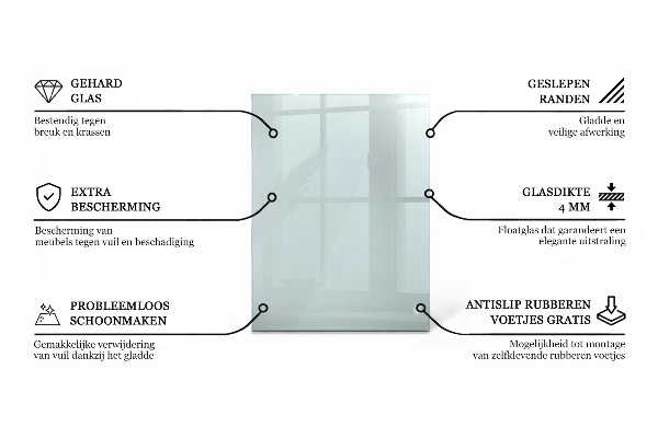 Tampo de vidro retangular transparente