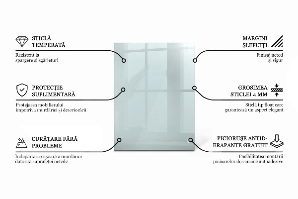 Tampo de vidro retangular transparente