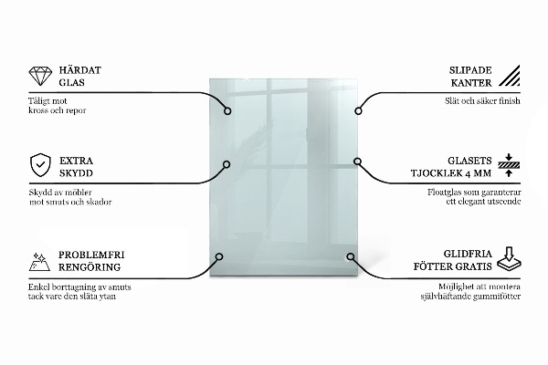 Tampo de vidro retangular transparente