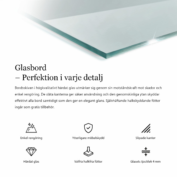 Tampo de vidro retangular transparente