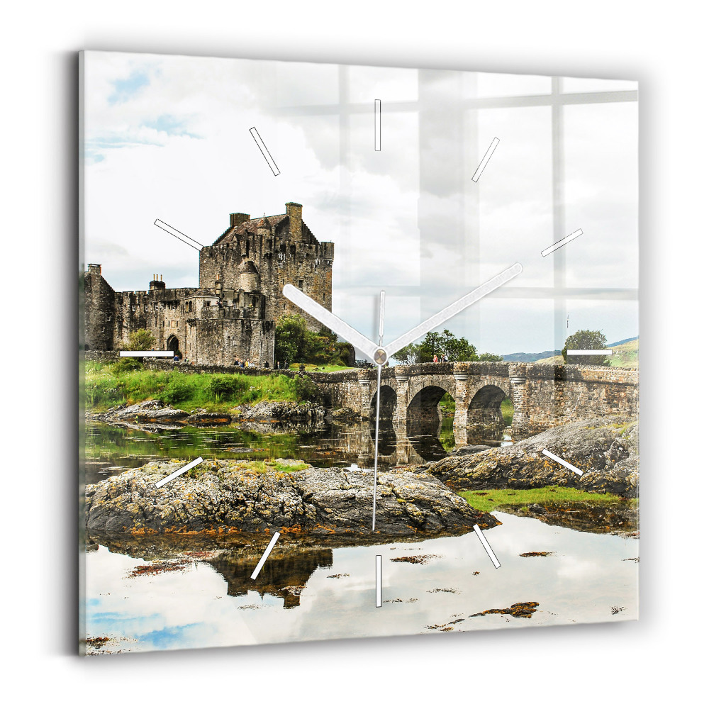 Zegar szklany 30x30 Zamek Eilean Donan 