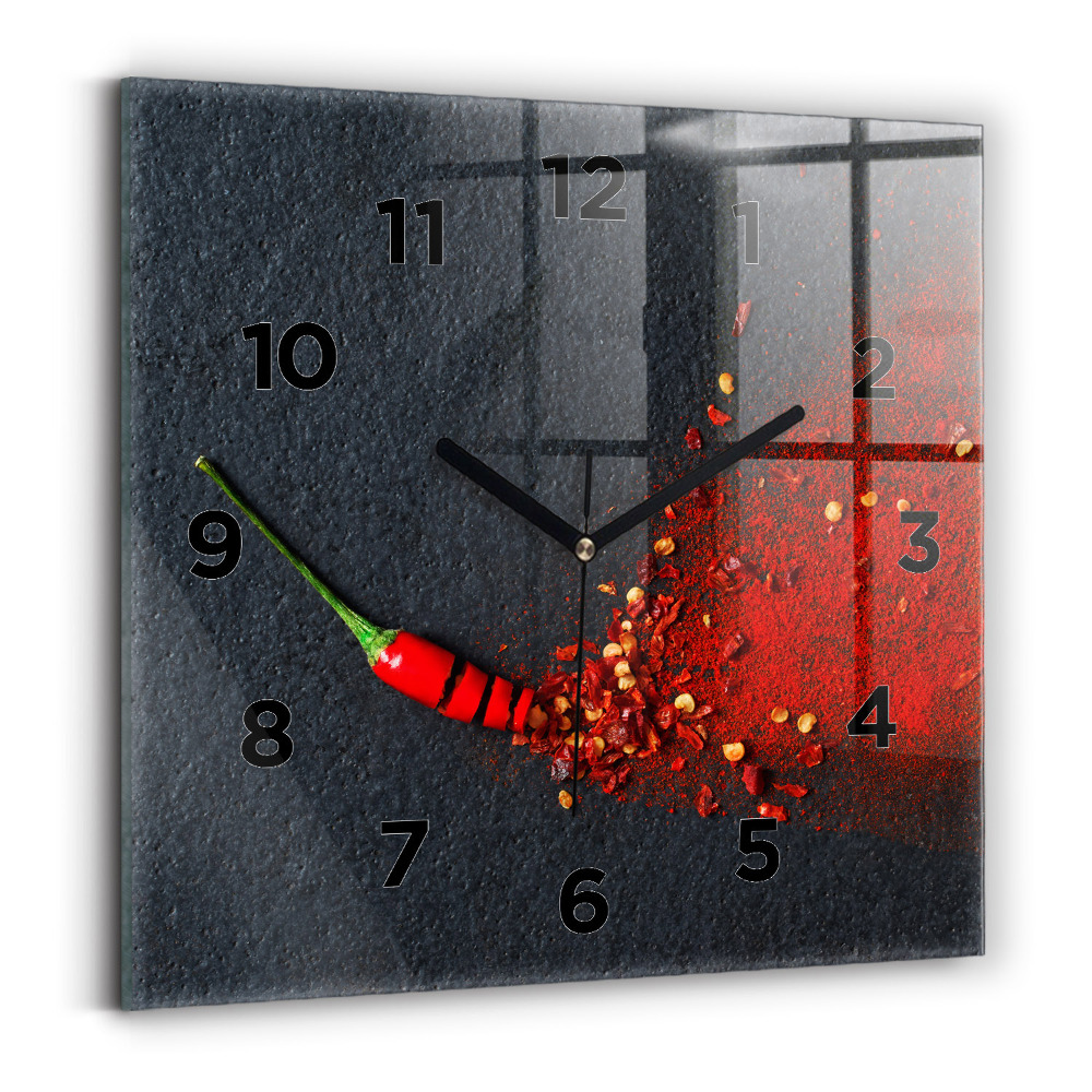 Zegar szklany 30x30 Czerwona papryka 