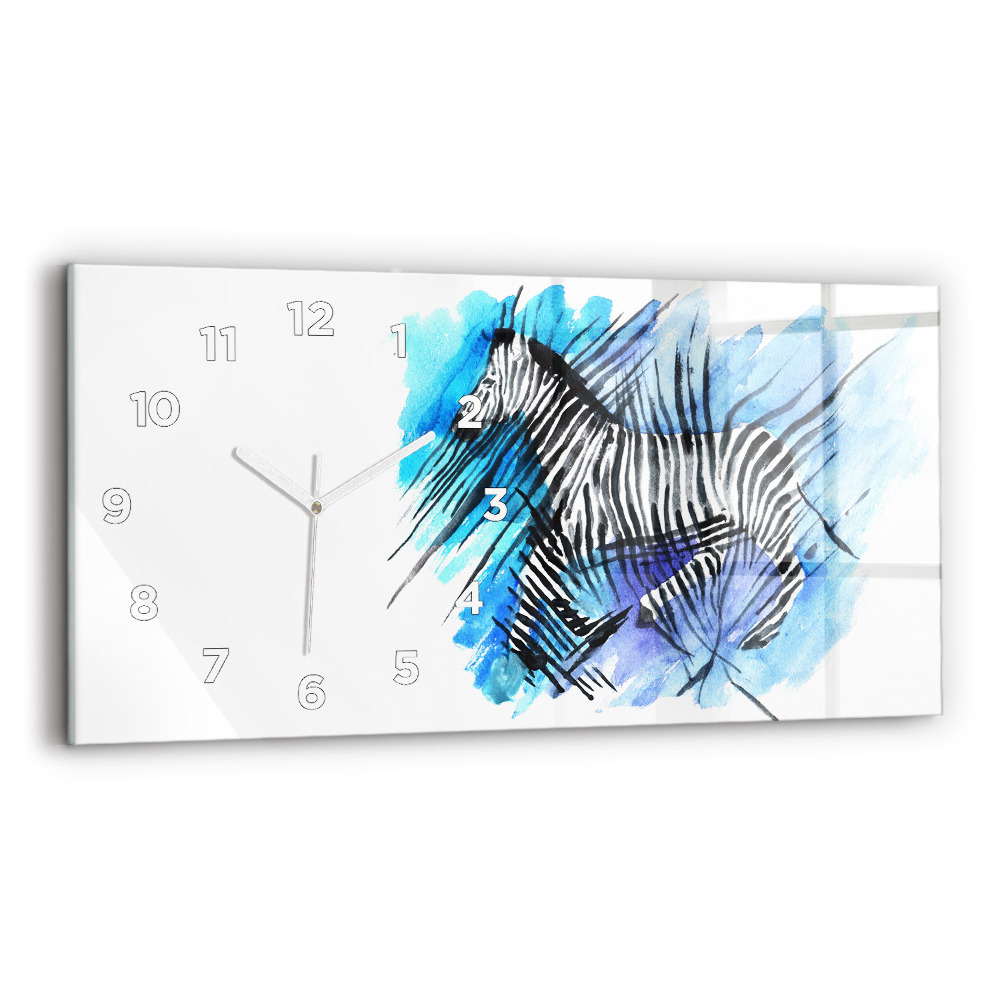 Zegar szklany 60x30 Zebra - malowana 